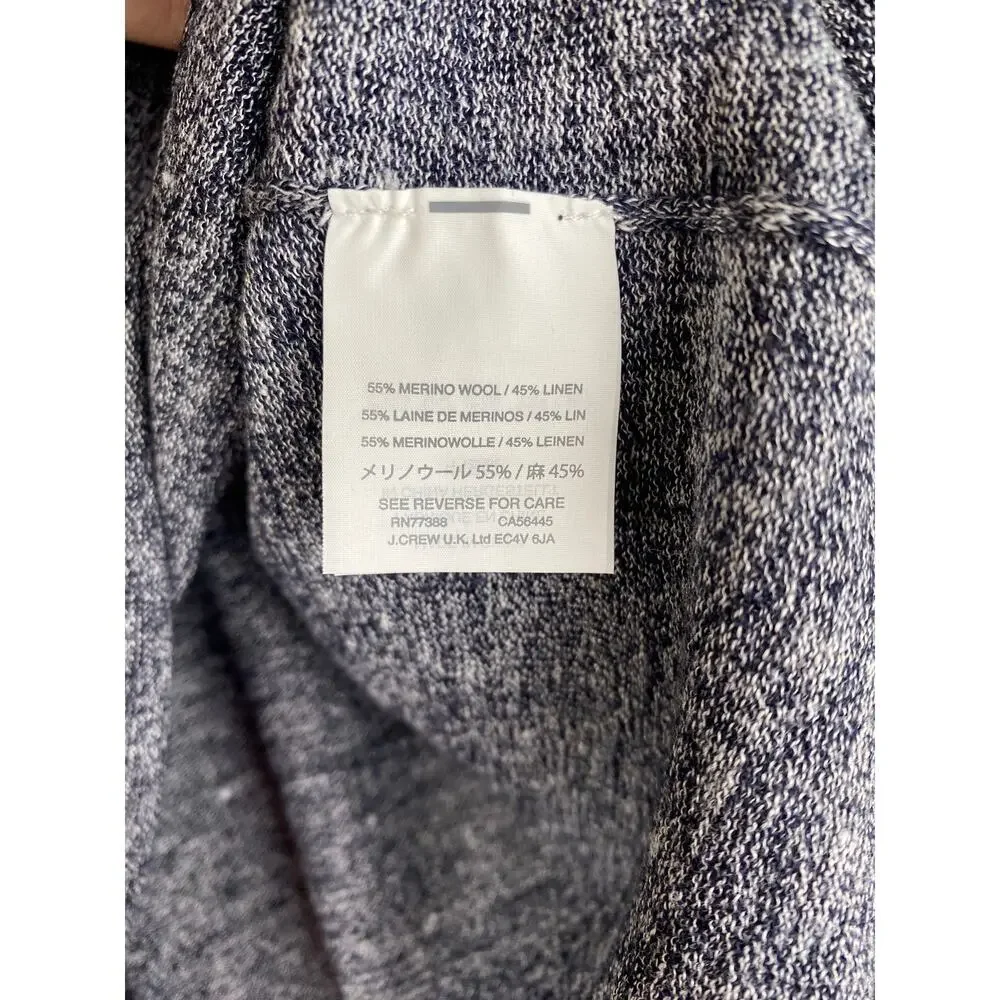 J.Crew Merino Linen Double V Neck Knit Top Sweater Blue Relaxed Small